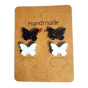 Midnight Frostwing Acrylic Stud Earrings - 2 Pair
